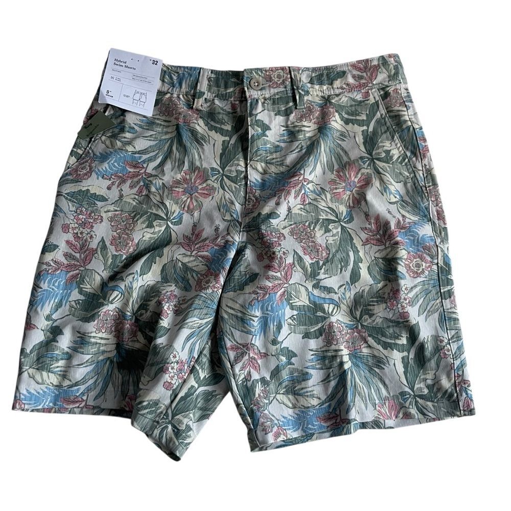 Goodfellow Size 32 Regular Floral Print Men Hybrid Swim Shorts